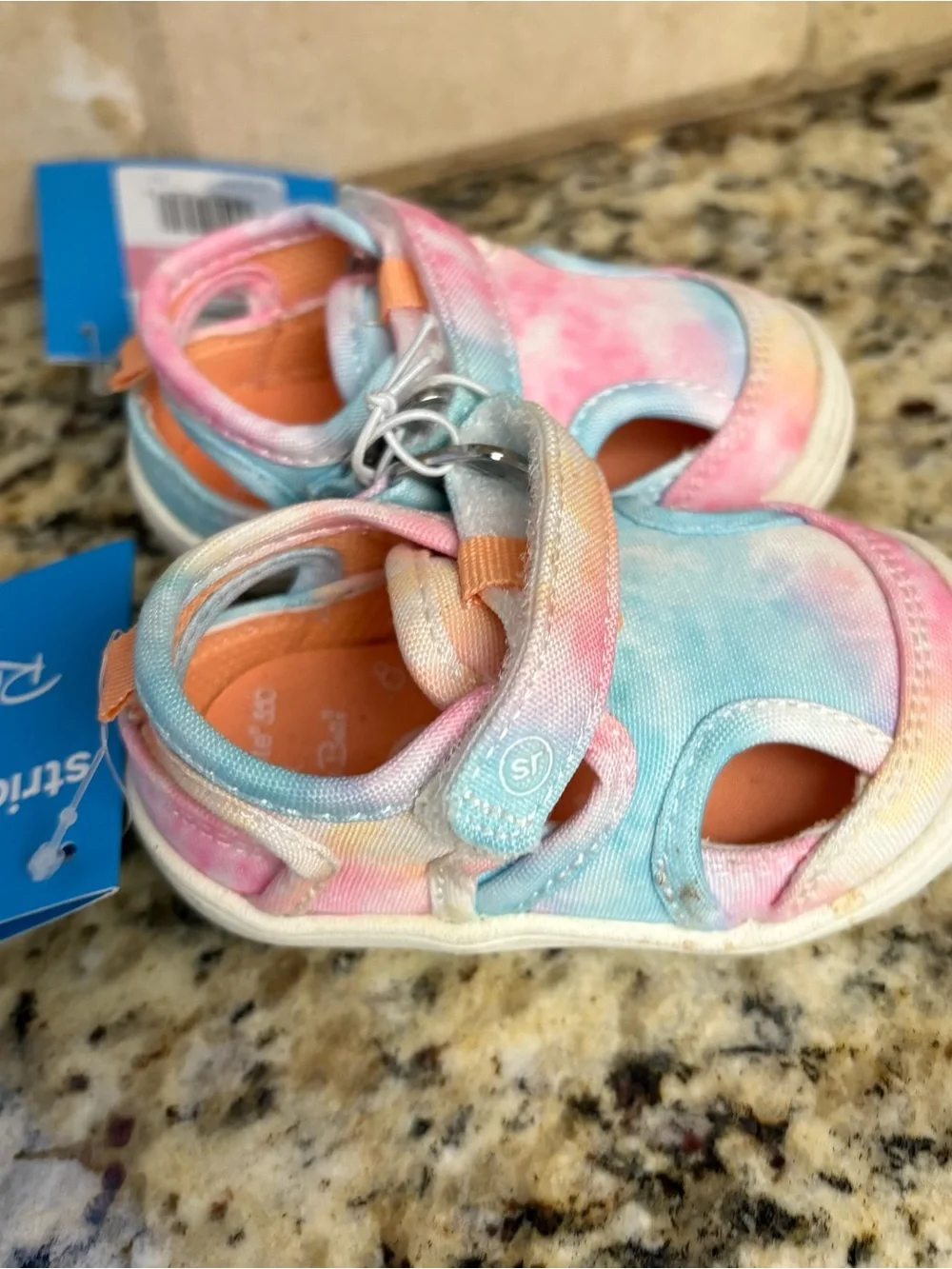 Stride Rite Kids Tie-Dye Sandals in Pink, Blue & Peach